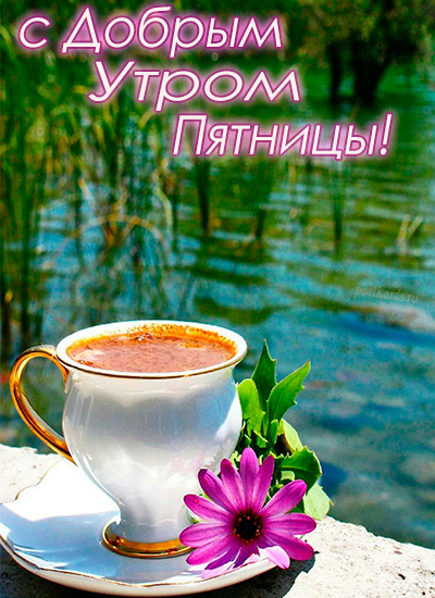 Кофе,озеро,цветы и пятница