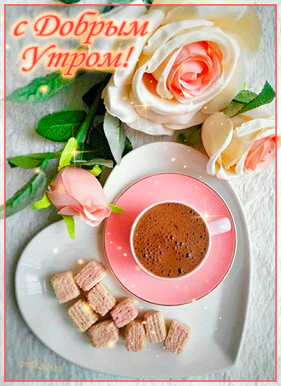 Красивые розы и кофе