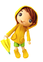 девочка в желтом капюшоне с зонтиком