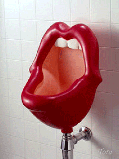 гифка писуар в форме красных губ с белыми зубами