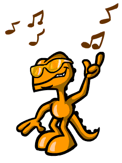 динозавр танцует под музыку