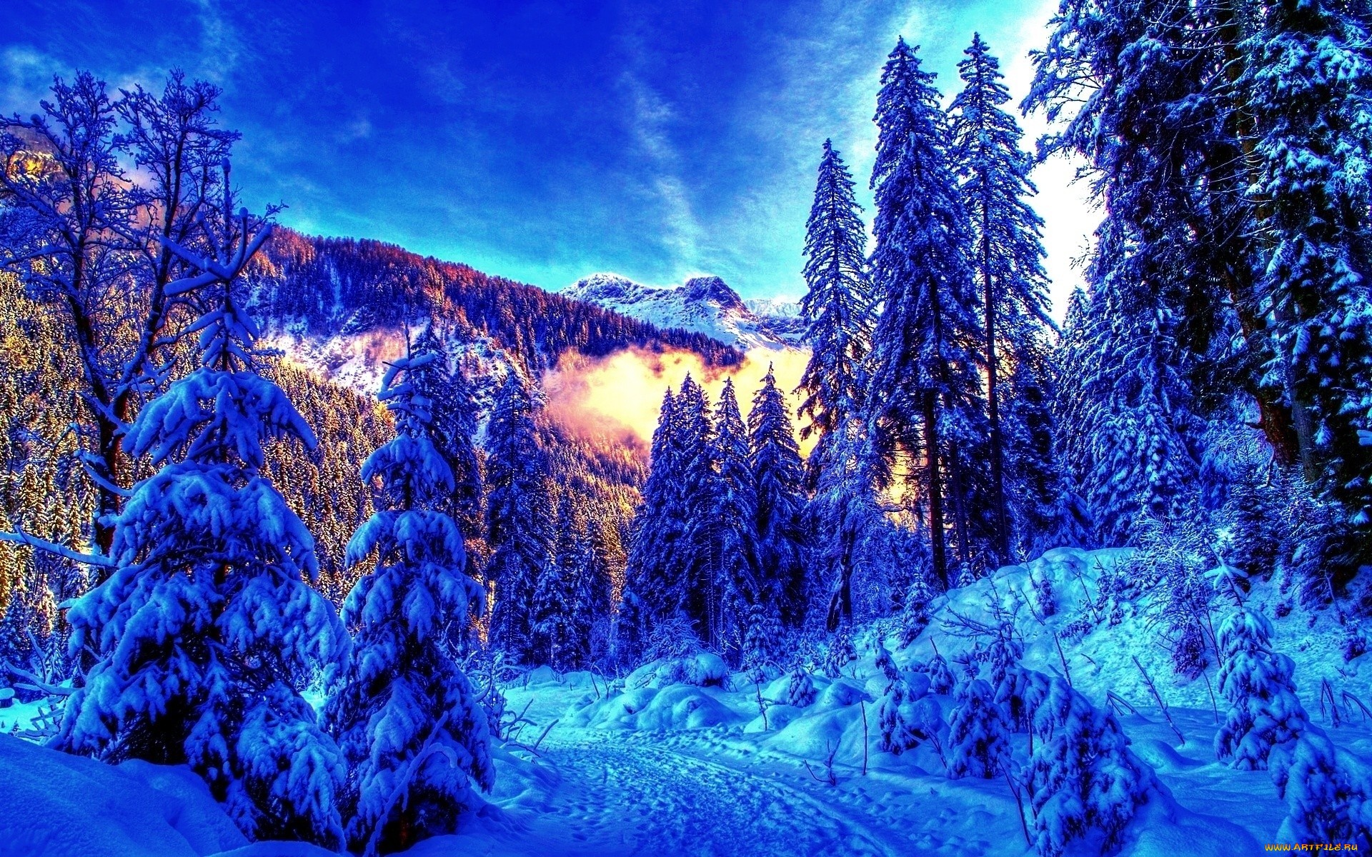 фантастический зимний закат
